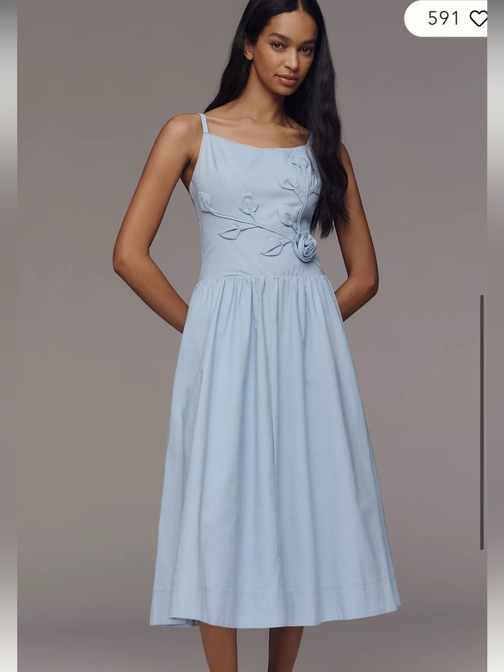 Moon River 3D Floral Sleeveless Midi Dress